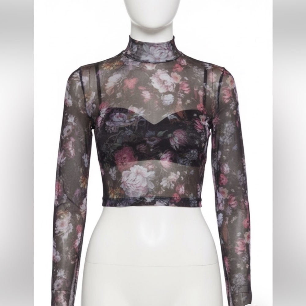 Dolls-kill Floral sheer turtle neck